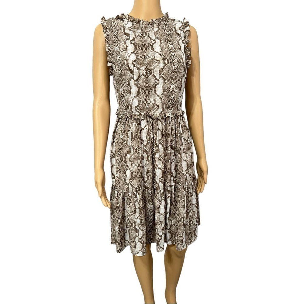 Everleigh Reptile Print Sleeveless Tiered Ruffle Midi Dress Size XS